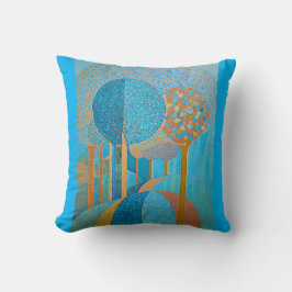 Blue Träd Dekorativ kudde