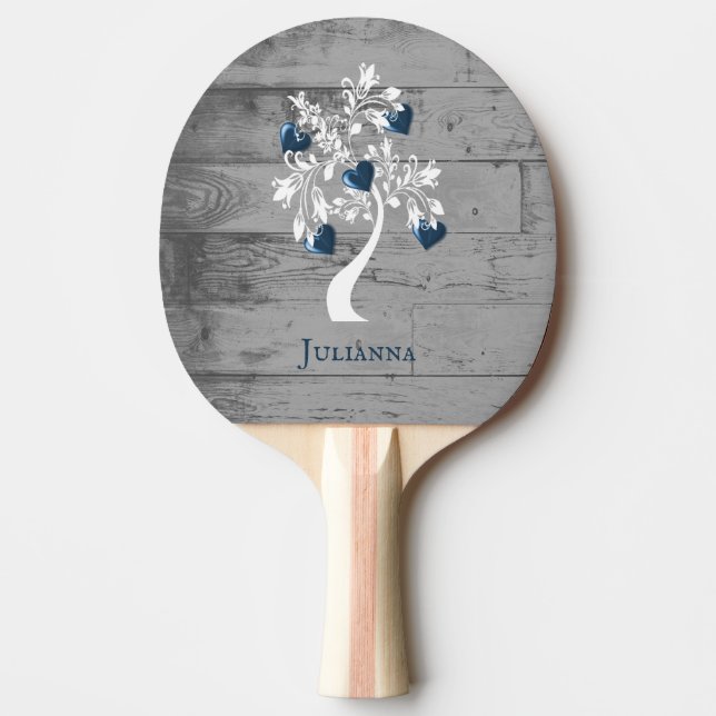 Blue Träd i Hearts Personlig Ping Pong Paddle Pingisracket (Framsidan)