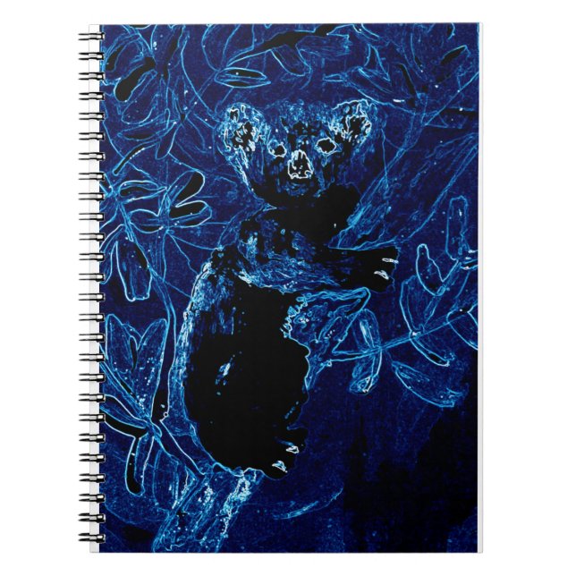 Blue Träd Koala Bear Anteckningsbok Med Spiral (Framsidan)