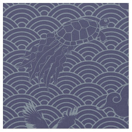 Blue Traditional Japansk Wave Seigaiha Mönster Tyg