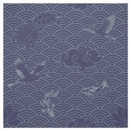 Blue Traditional Japansk Wave Seigaiha Mönster Tyg