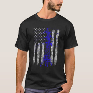 Blue Transmission Torn American Flagga Lineman Ele T Shirt