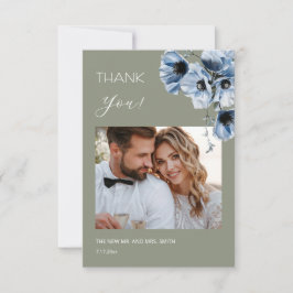 Blue Transparent Flowers Wedding Thank You Card Tack Kort