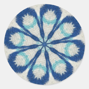 Blue Trasa Mandala Sticker Runt Klistermärke