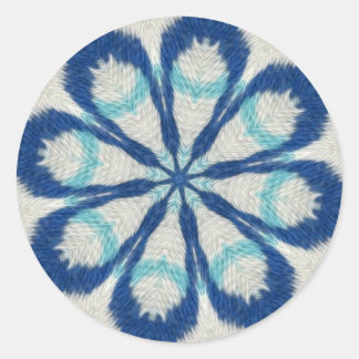Blue Trasa Mandala Sticker Runt Klistermärke