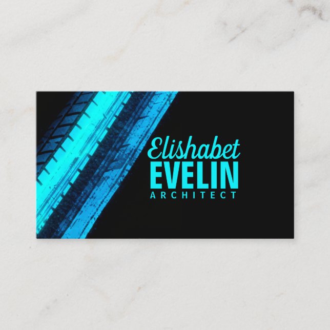 Blue Tread Paths on Black Canvas Visitkort (Framsida)