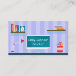 Blue Trendig Teacher Tutoring Visitkort