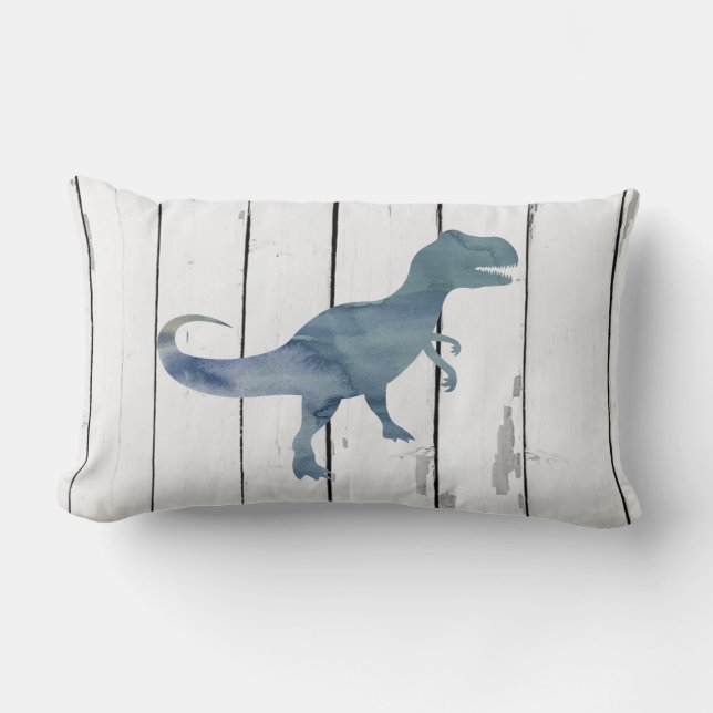 Blue Trex Dinosaur Shiplap Rustic Decor Lumbarkudde (Framsida)
