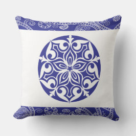 BLUE TRIBAL CIRCLE Retro Dekorativ kudde