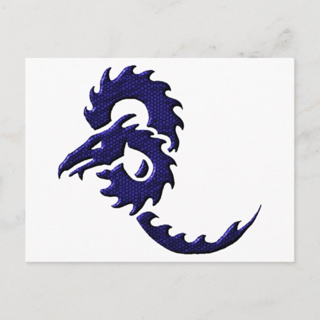 Blue Tribal Dragon Vykort (Framsida)