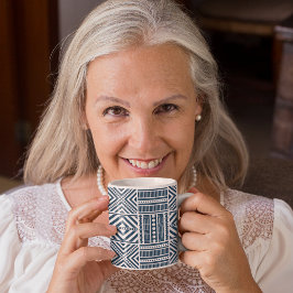 Blue Tribal Mönster Art Kaffemugg