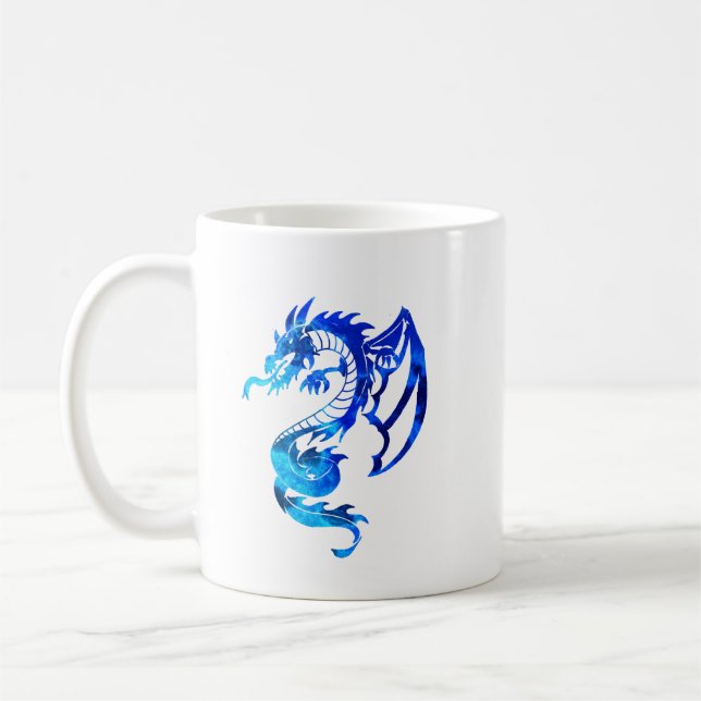 Blue Tribal Tattoo Dragon Kaffemugg (Vänster)