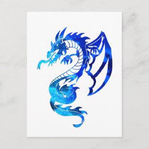 Blue Tribal Tattoo Dragon Vykort