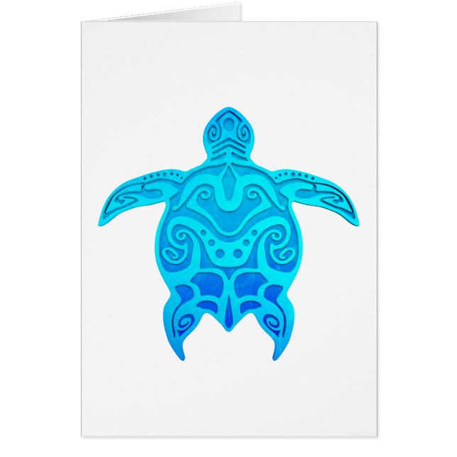 Blue Tribal Turtle Hälsningskort (Framsidan)