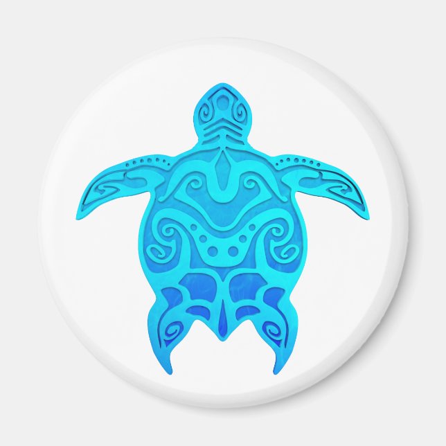 Blue Tribal Turtle Magnet (Framsidan)