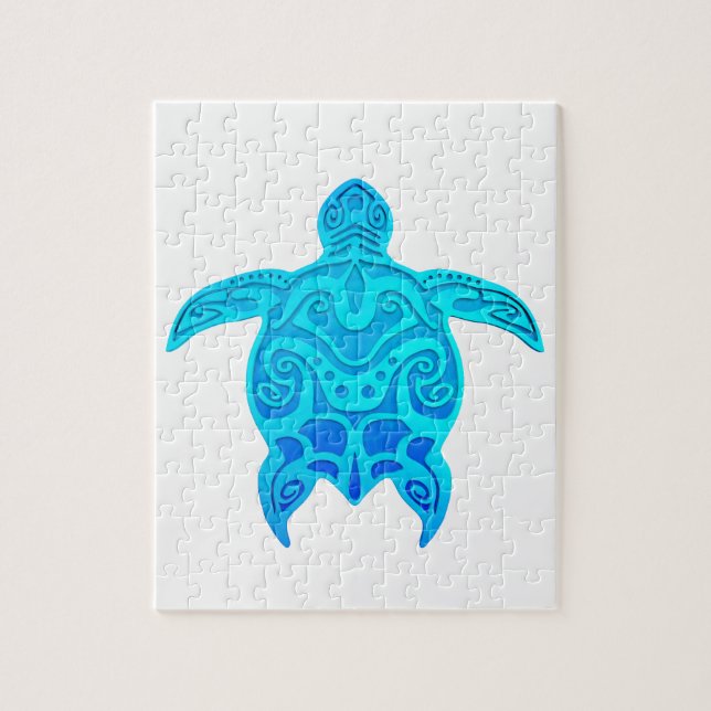 Blue Tribal Turtle Pussel (Vertikal)
