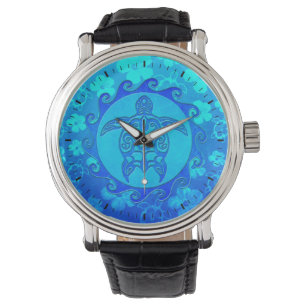 Blue Tribal Turtle Sol Armbandsur