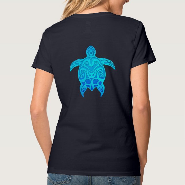 Blue Tribal Turtle T-shirt (Baksida)