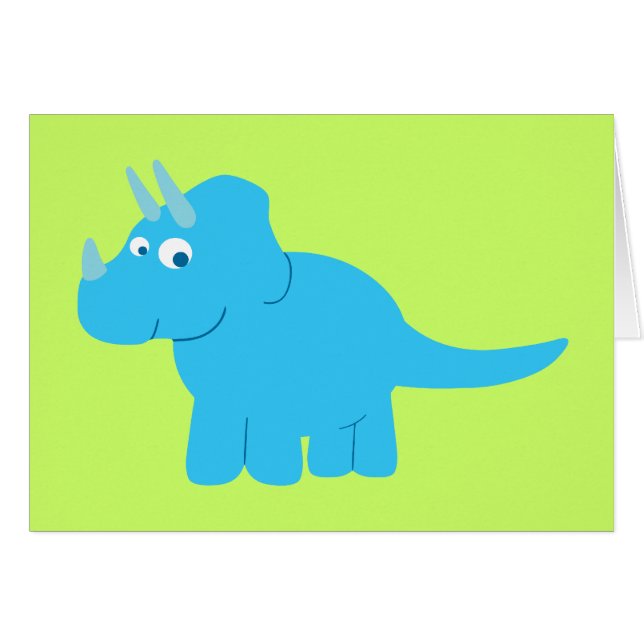 Blue Triceratops Dinosaur Hälsningskort (Framsidan Horizontal)