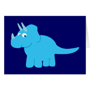 Blue Triceratops Dinosaur Hälsningskort