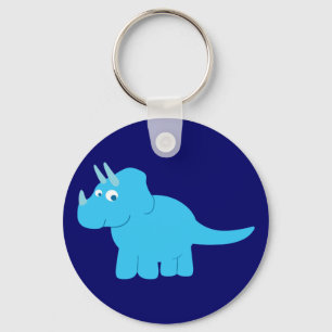Blue Triceratops Dinosaur Nyckelring