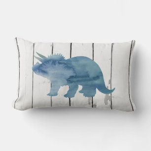 Blue Triceratops Dinosaur Shiplap Rustic Decor Lumbarkudde