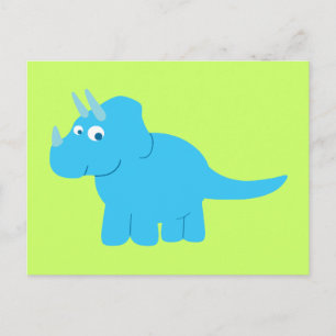 Blue Triceratops Dinosaur Vykort