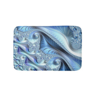 Blue Trippy Psychedelic Bra Fractal Art Badrumsmatta