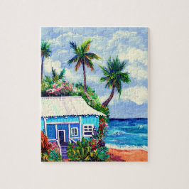 Blue Tropical Beach House of Kauai Puzzle Pussel