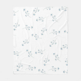 Blue Tropical Blommigt Botanical Grandmillenial Fleecefilt