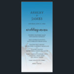 Blue Tropical Handflatan Träd Beach Wedding Meny<br><div class="desc">Elegantens bröllopsmeny med en ritning av det tropiska handflatan träd på en ljusblå bakgrund med elegant och modern typografi. Ibizas blåa tonas ut mot en vit bakgrund. Lägg bara till dina uppgifter om bröllop till den här snyggten på bröllopsmenyn för tropisk strand. Enbart designad för dig av Lycklig Dolphin studio....</div>