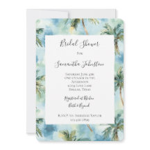 Blue Tropical Island Palm Trees Bridal Shower 
