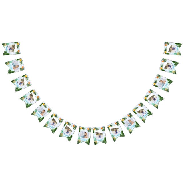 Blue Tropical Monthly Photo Bunting Flaggor (Alla)