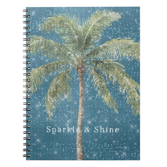 Blue Tropical Palm Tree Sparkle  Anteckningsbok (Framsidan)
