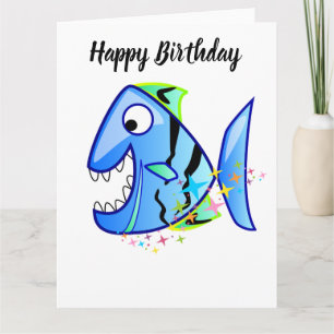 Blue Tropical Piranha med stjärnor Kort