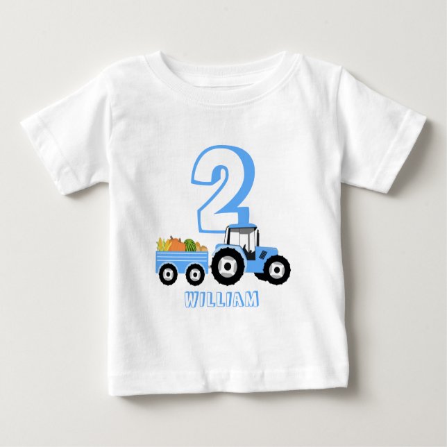 Blue Truck Farm Produce Födelsedags Pojke T Shirt (Framsida)