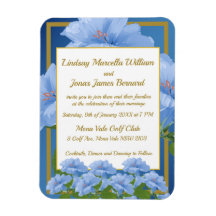 Blue Trumpet Flowers Garden Wedding Photo Magnet
