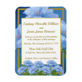 Blue Trumpet Flowers Garden Wedding Photo Magnet