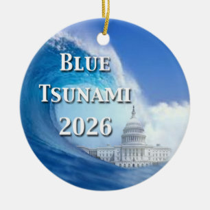 Blue Tsunami-valet 2026 Julgransprydnad Keramik