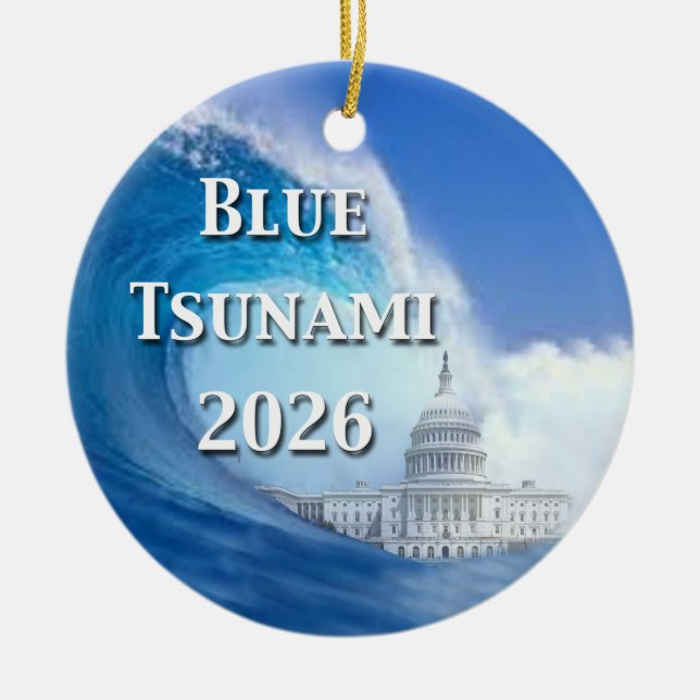 Blue Tsunami-valet 2026 Julgransprydnad Keramik (Framsidan)