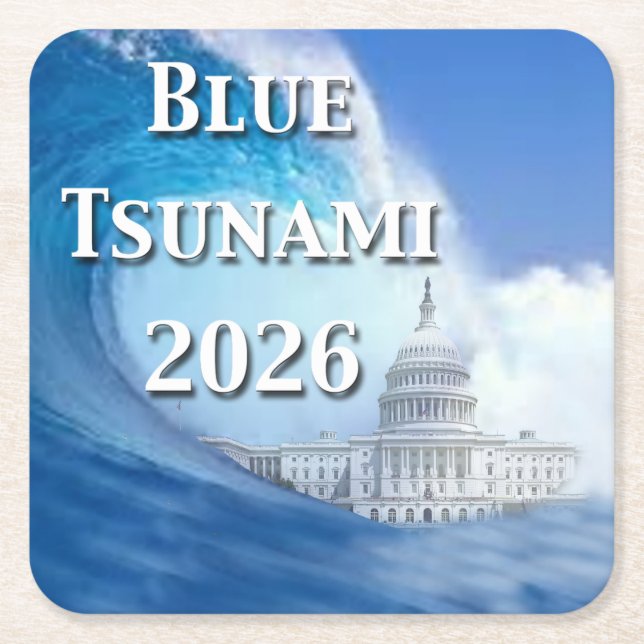 Blue Tsunami-valet 2026 Underlägg Papper Kvadrat (Framsidan)
