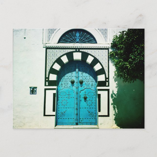 Blue Tunisisian Door Vykort (Framsida)