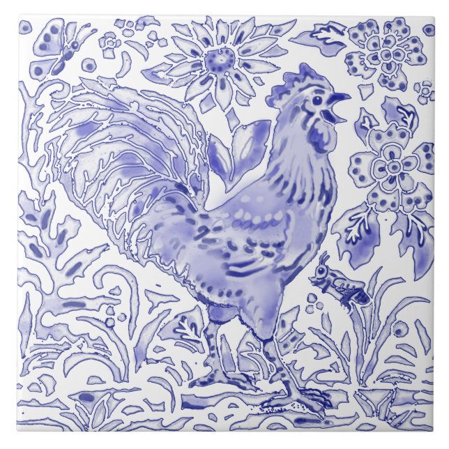 Blue Tupp Chicken Insekt Farmhouse Rustic Art  Kakelplatta (Framsidan)