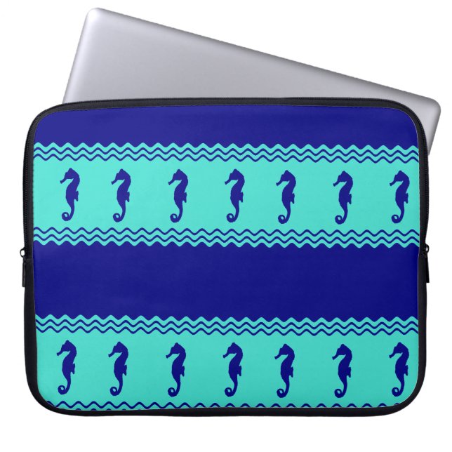 Blue Turcos Coastal Seahorse Rand Laptop Fodral (Framsidan)