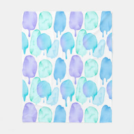 Blue Turquoise Watercolor Droplet Pattern Fleecefilt