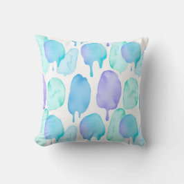 Blue Turquoise Watercolor Droplet Pattern Kudde