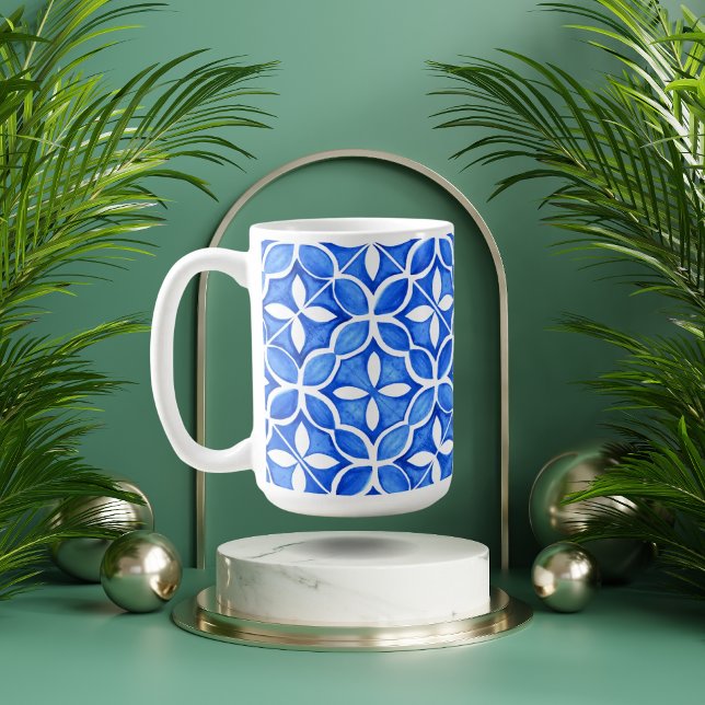Blue Tuscan Tile Stil-kaffe Mugg (Skapare uppladdad)