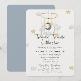 Blue Twinkle Little Star Boy Shower Inbjudningar