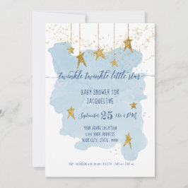 Blue Twinkle Little Star Guld Boy Shower Inbjudningar