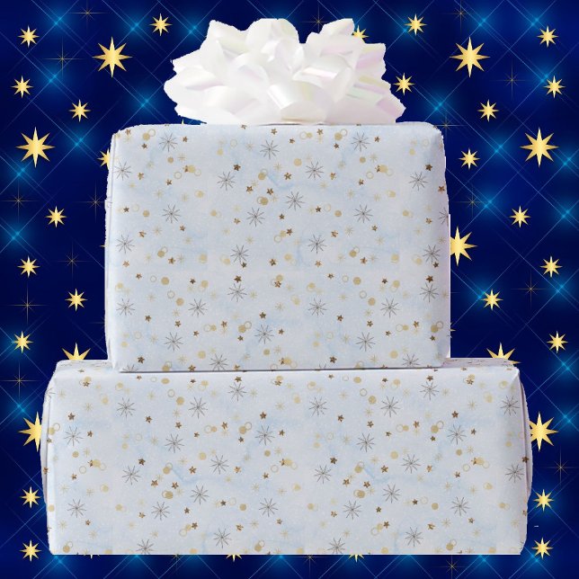 Blue Twinkling Stars Holiday Giftwrap Presentpapper (Skapare uppladdad)